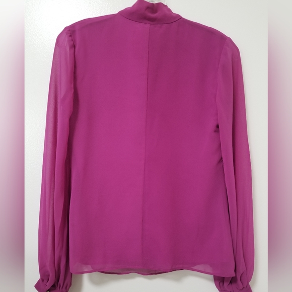 Keepsake The Label Pink Bow Tie Chiffon Blouse V-neck Puff Sleeve Rex Fit XXS - Picture 7 of 11